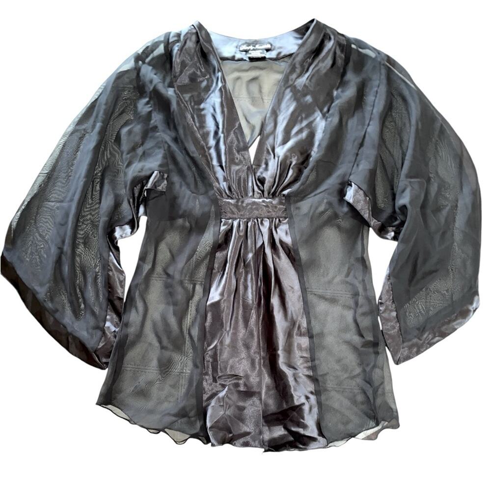 Simply Irresistible Black Slinky Sheer Satiny Nighty Lingerie Gown Medium
